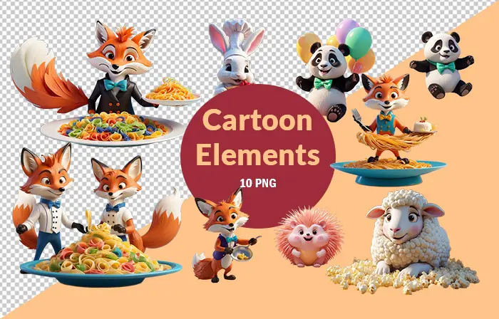 Cinematic Cute Cartoon Animals Element Pack image